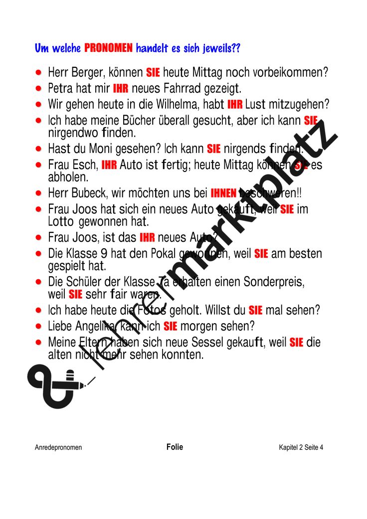 Anredepronomen übungen Pdf Zum Ausdrucken 3klasse