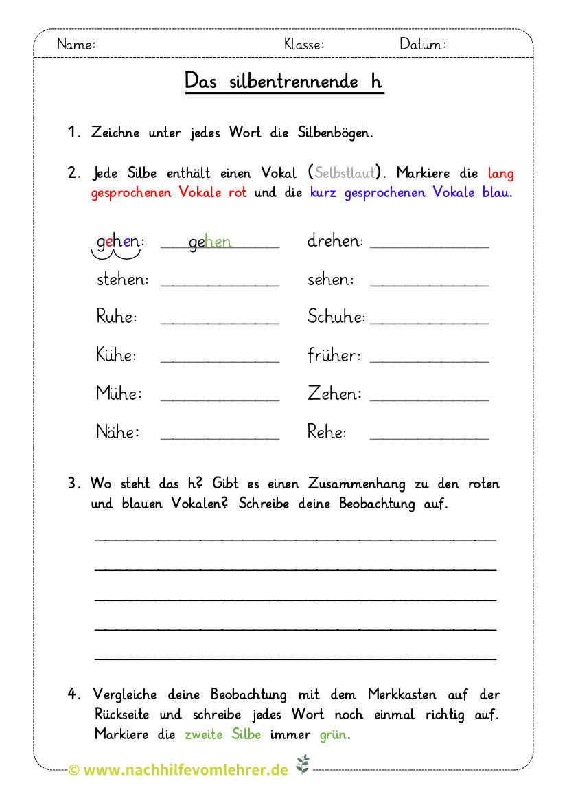 Deutsch 3 Klasse übungen Zum Ausdrucken