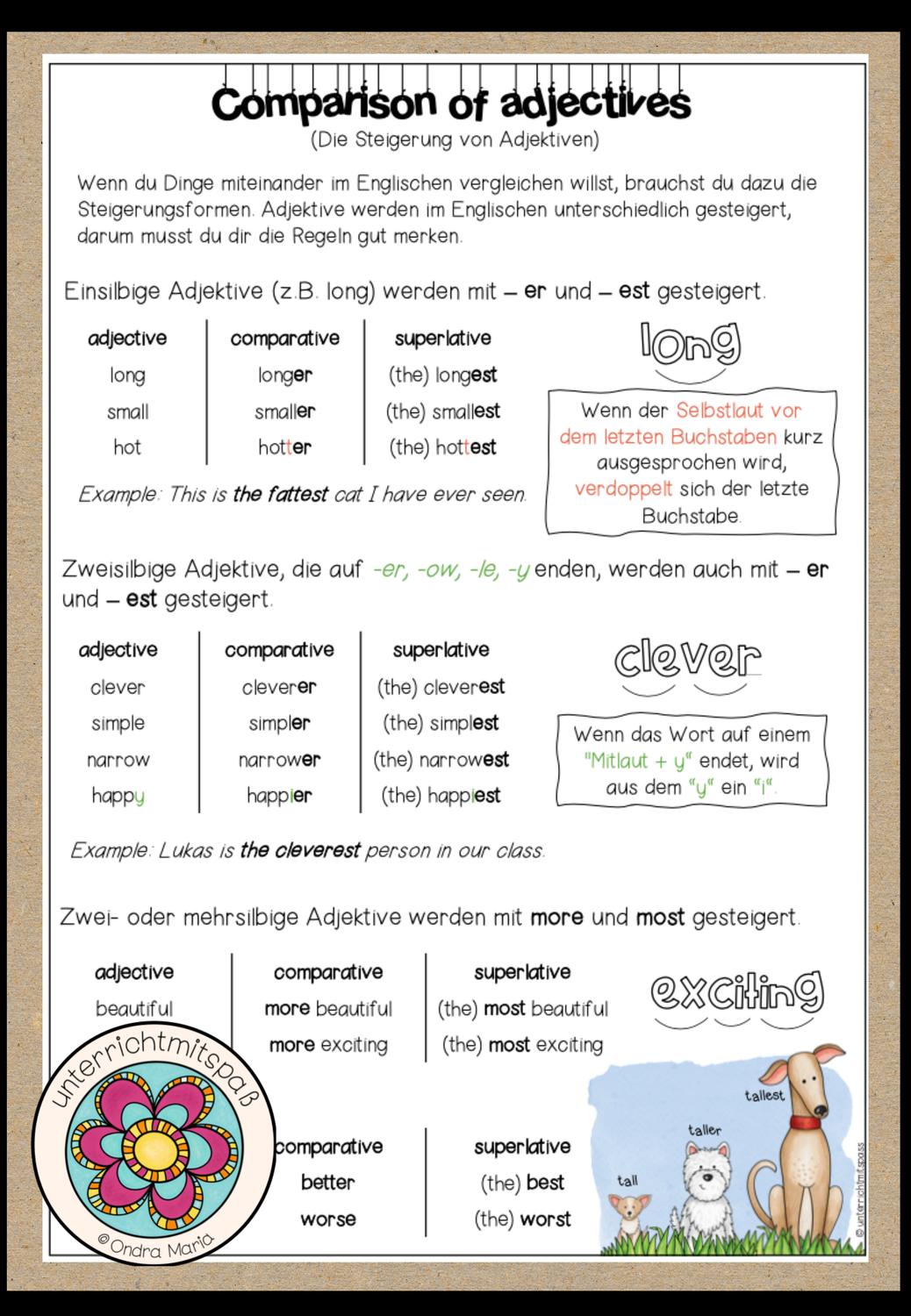 Comparison Of Adjectives übungen 6 Klasse Zum Ausdrucken