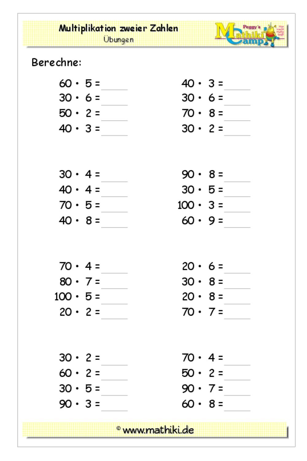 Mathe 3 Klasse übungen Online Kostenlos Zum Ausdrucken