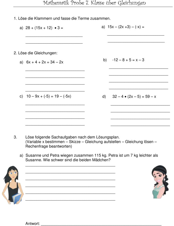 Mathe übungen Klasse 7 Realschule Zum Ausdrucken