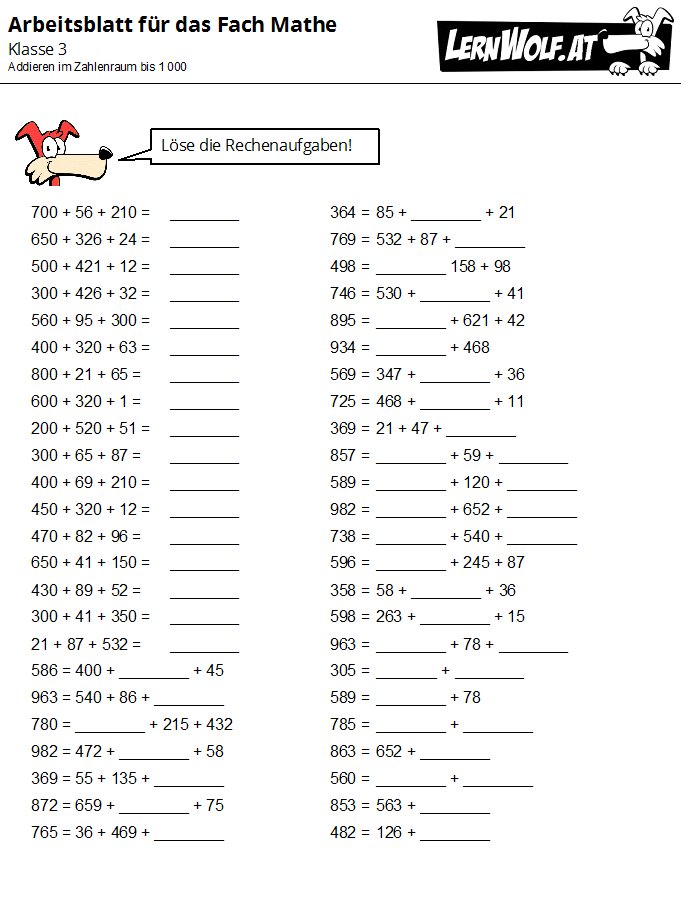 übungen 3 Klasse Zum Ausdrucken