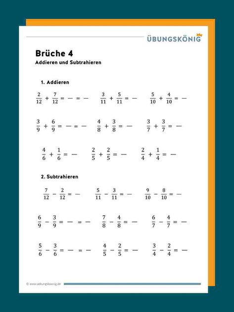 Mathe übungen Klasse 6 Brüche Zum Bearbeiten Und Ausdrucken