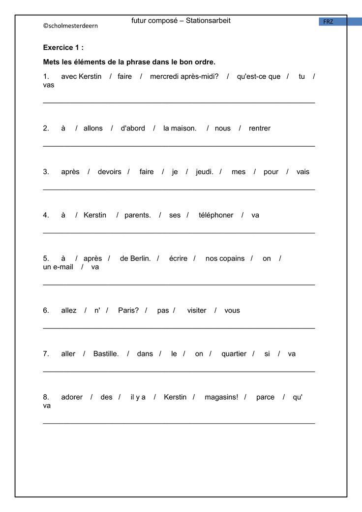 übungen Futur Compose Zum Ausdrucken