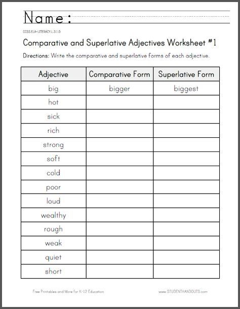 Comparison Of Adjectives übungen Mit Lösungen Zum Ausdrucken