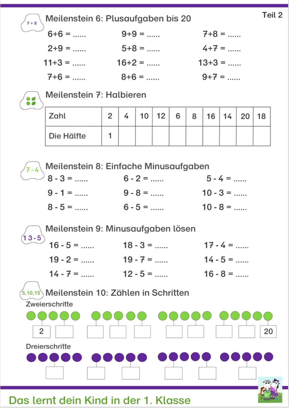 Mathe übungen Zum Ausdrucken 1 Klasse