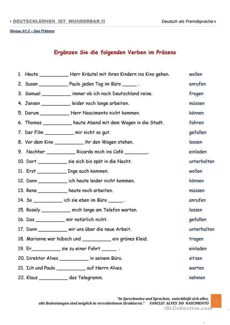 Deutsch A1 übungen Zum Ausdrucken Pdf