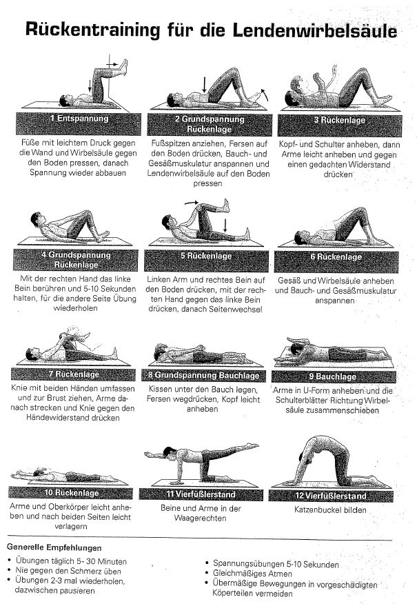 Rückenschule übungen Zum Ausdrucken