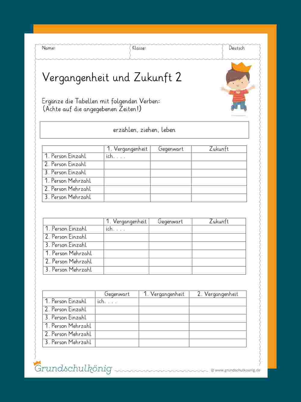 Klassenarbeiten Zeitformen Deutsch 4 Klasse übungen Zum Ausdrucken