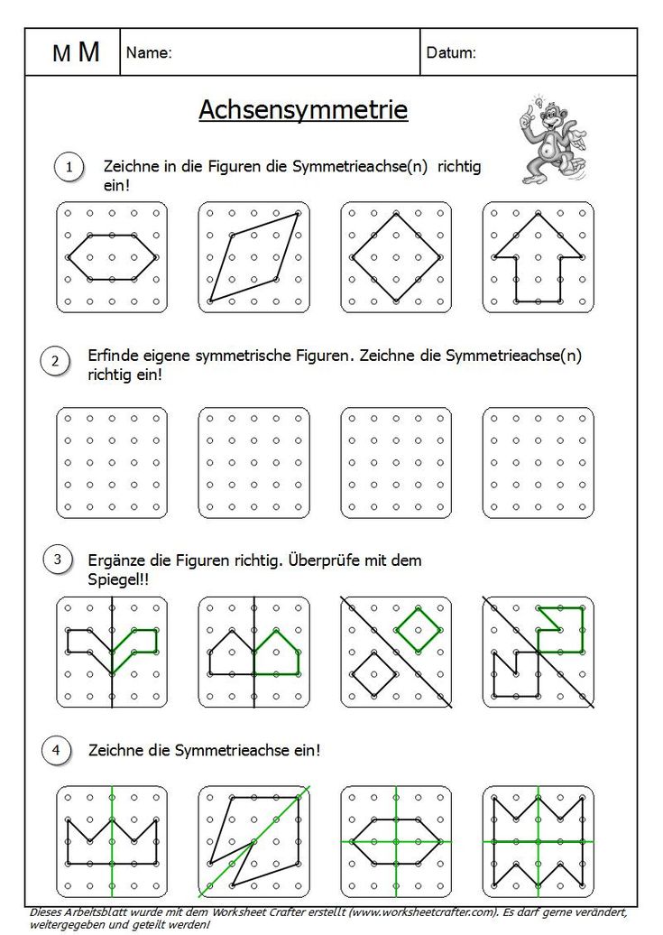 Figuren Achsenspiegelung übung Zum Ausdrucken