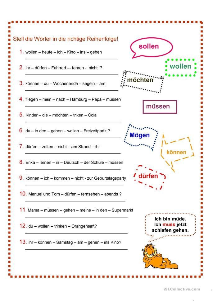 Modalverben Englisch übungen Arbeitsblätter Ausdrucken