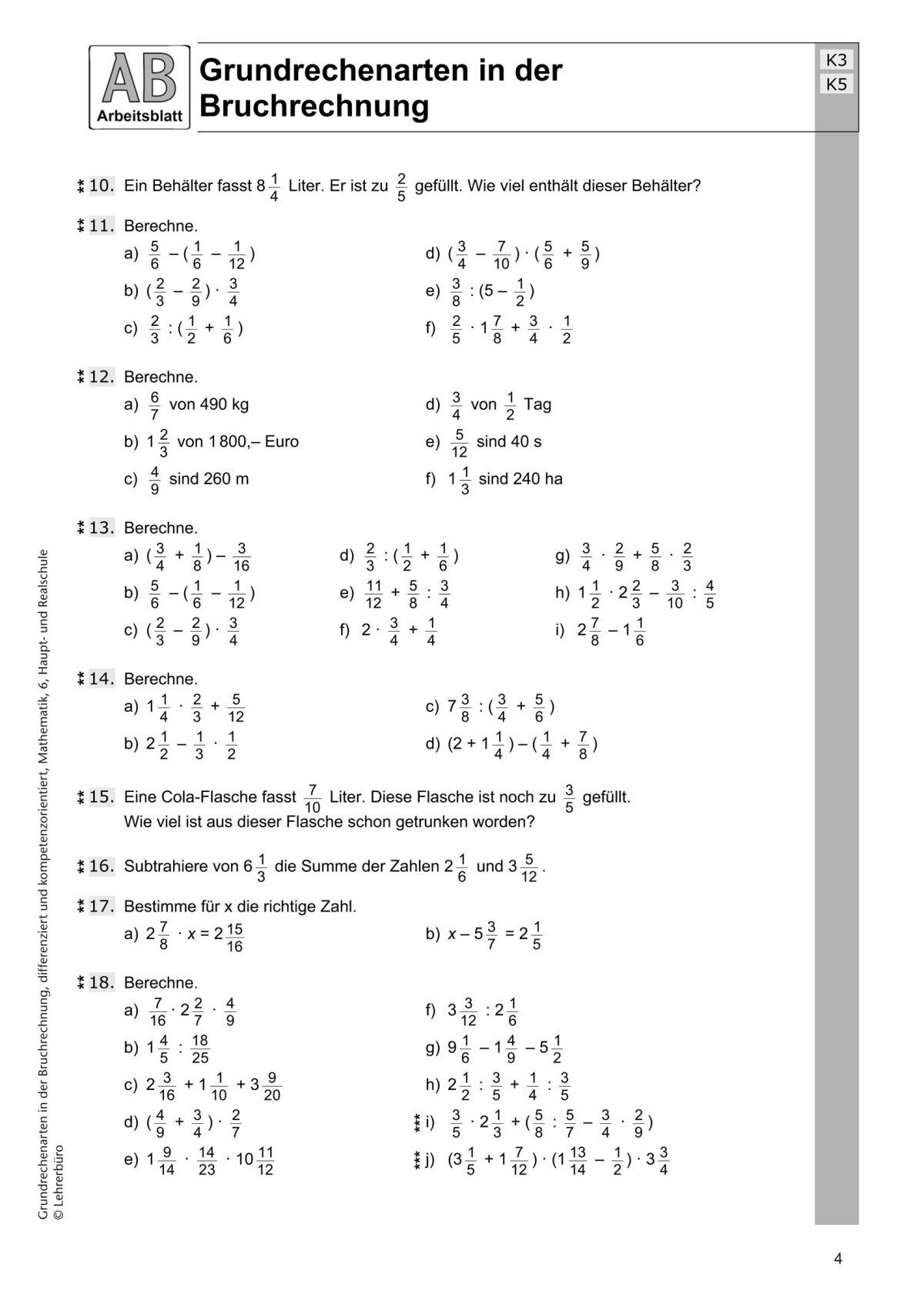 Algebra übungen Zum Ausdrucken