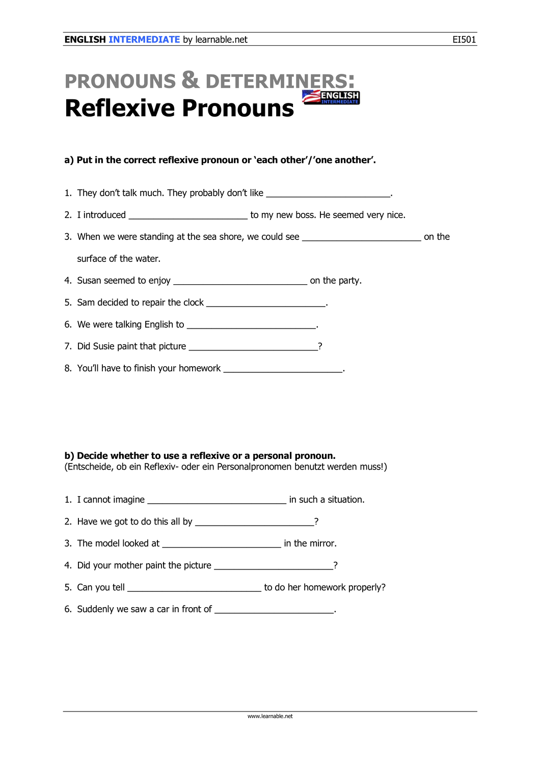 Object Pronouns übungen Zum Ausdrucken