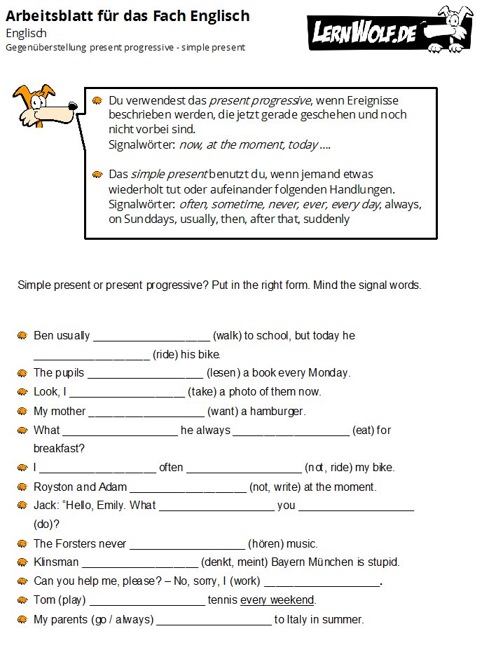 Present Perfect Simple Or Progressive übungen Zum Ausdrucken Kostenlos