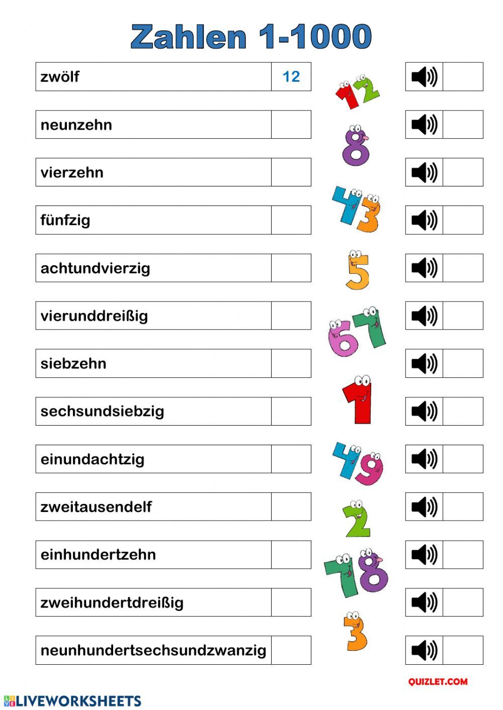 Numbers übungen Zum Ausdrucken