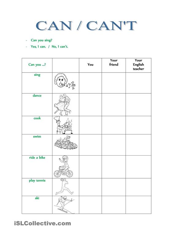 übungen Can Can't Zum Ausdrucken
