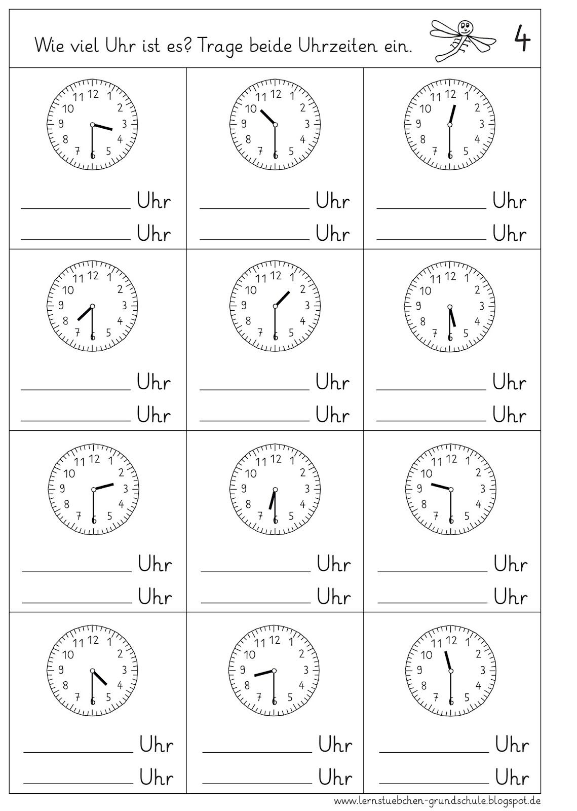 Englisch übungen Uhrzeiten Klasse 5 Zum Ausdrucken