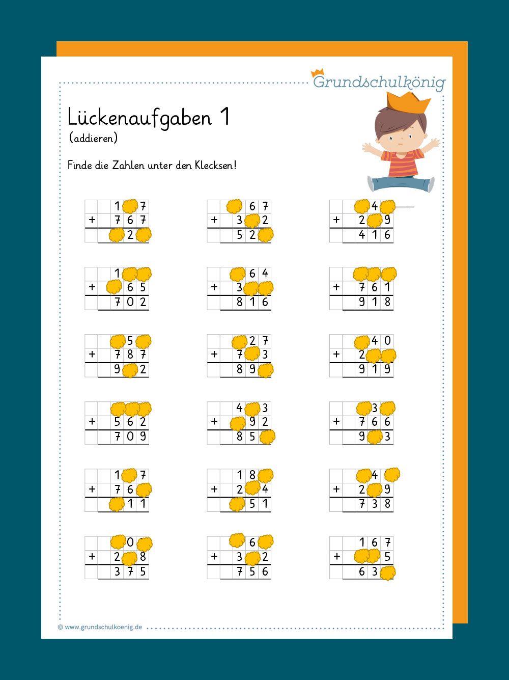 Mathe übungen Schriftliche Addition Subtraktion Klasse 4 Zum Ausdrucken