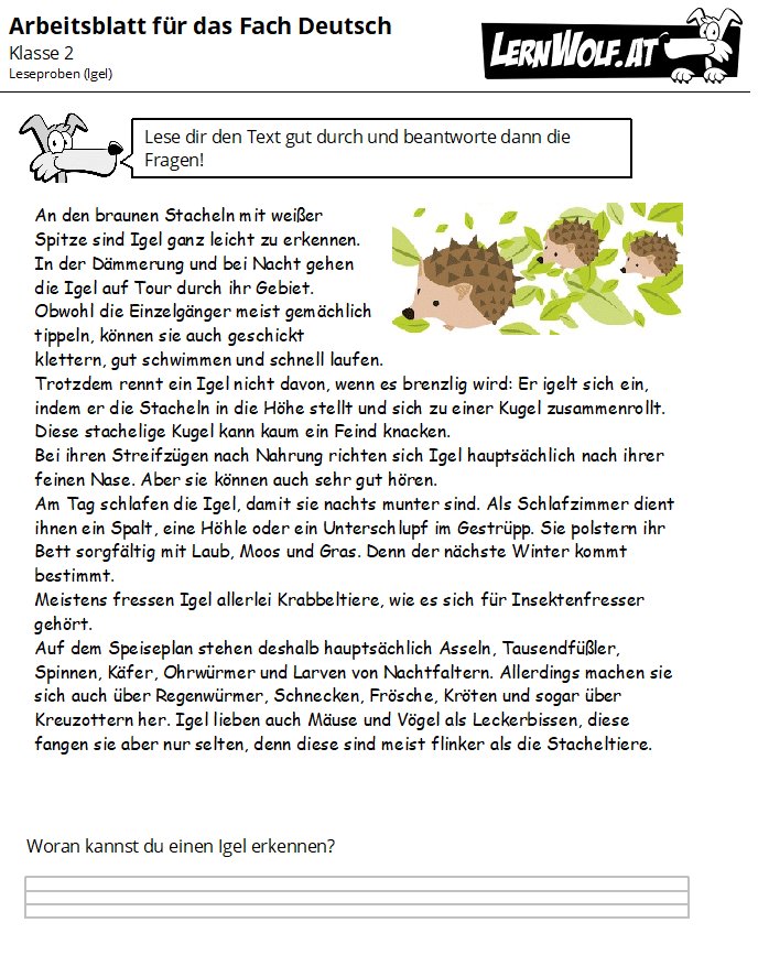 3. Klasse Deutsch übungen Zum Ausdrucken