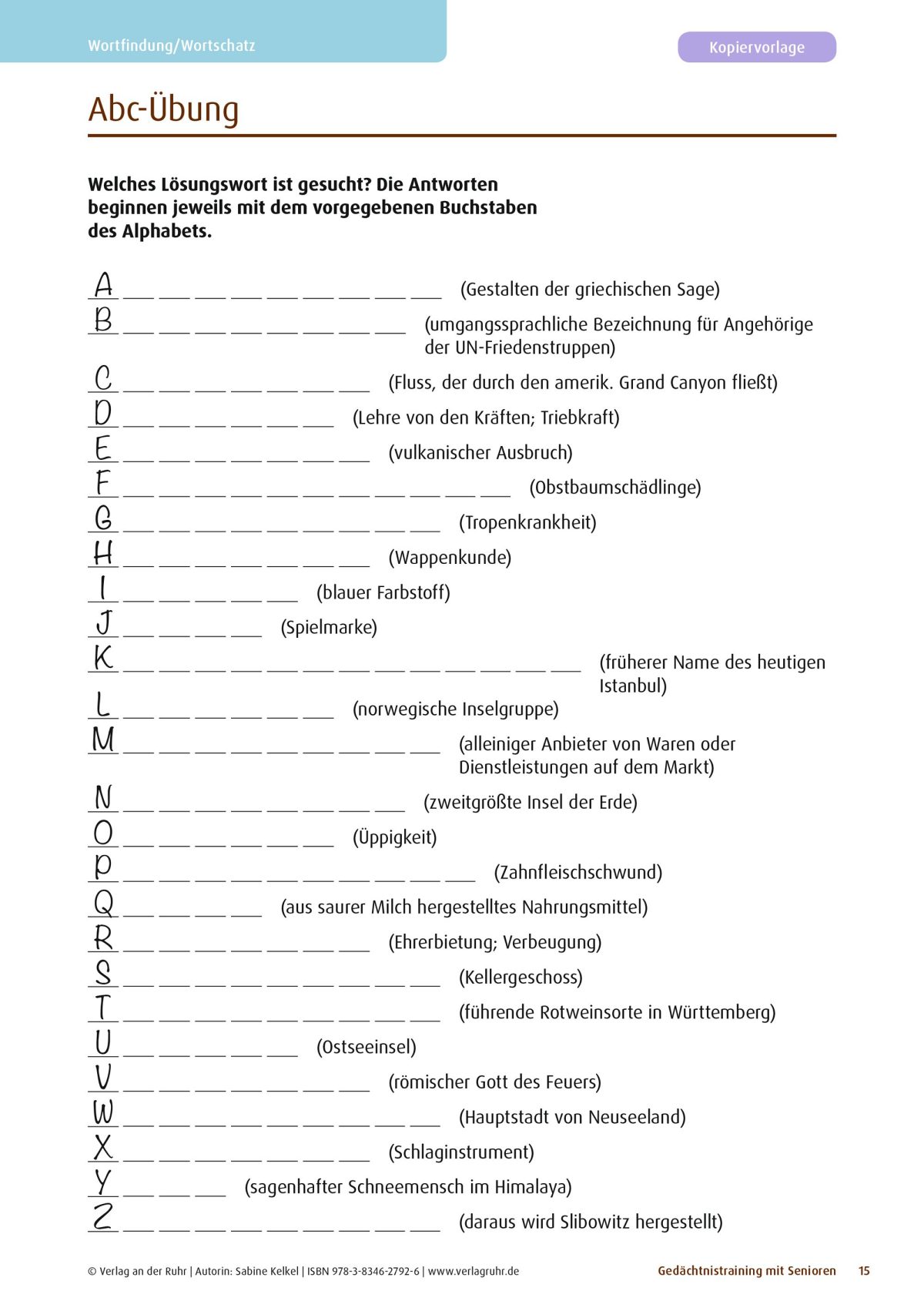 Gedächtnistraining übungen Zum Ausdrucken Für Senioren Kostenlos