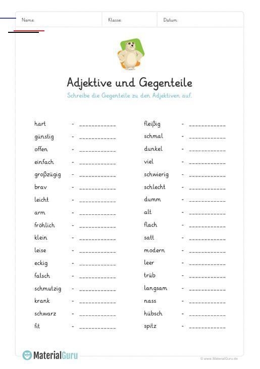 Adjectives And Adverbs übungen Zum Ausdrucken