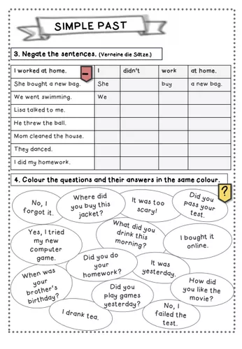 Verben Englisch übungen Zum Ausdrucken Simple Past