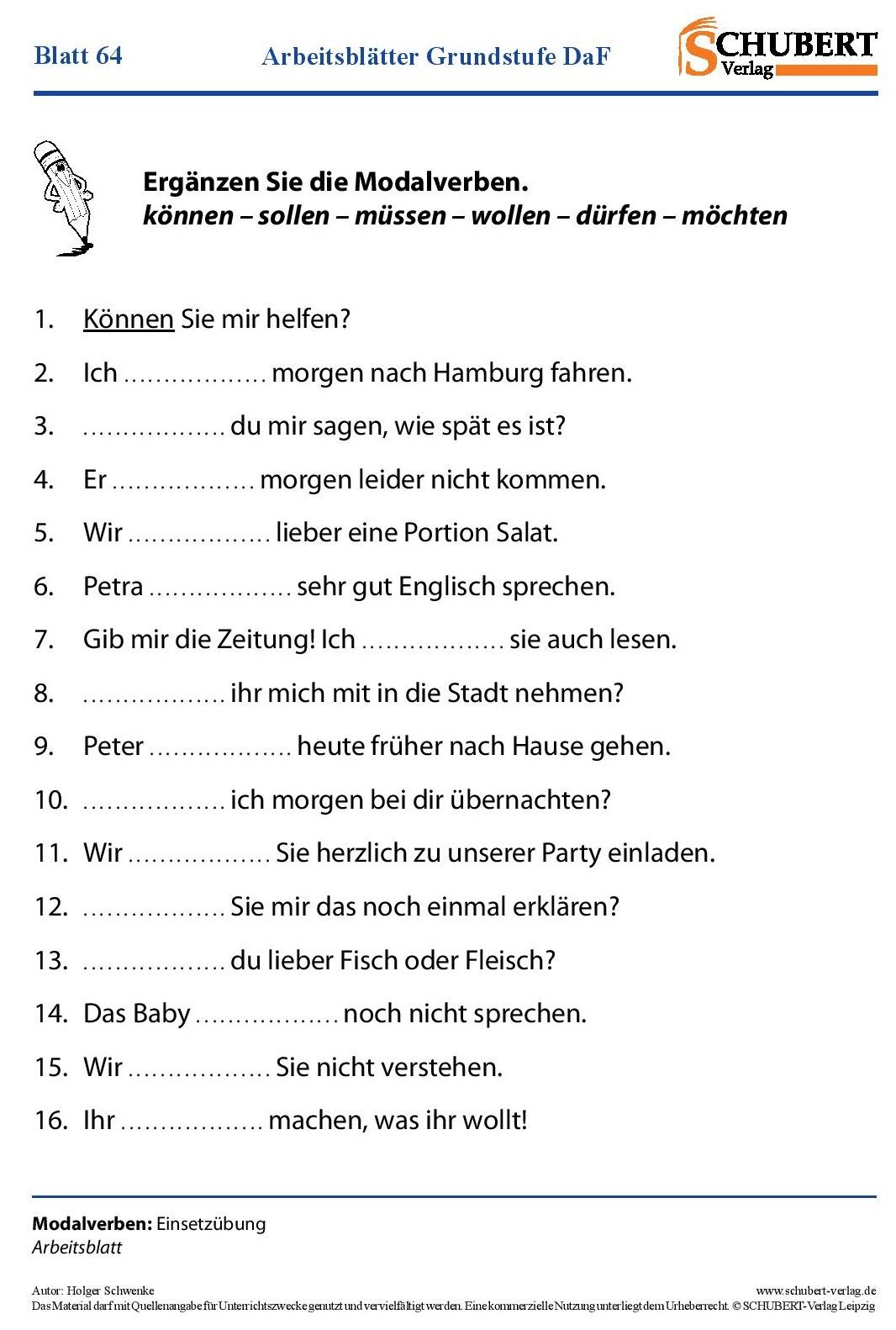 Modal Verbs Englisch übungen Zum Ausdrucken