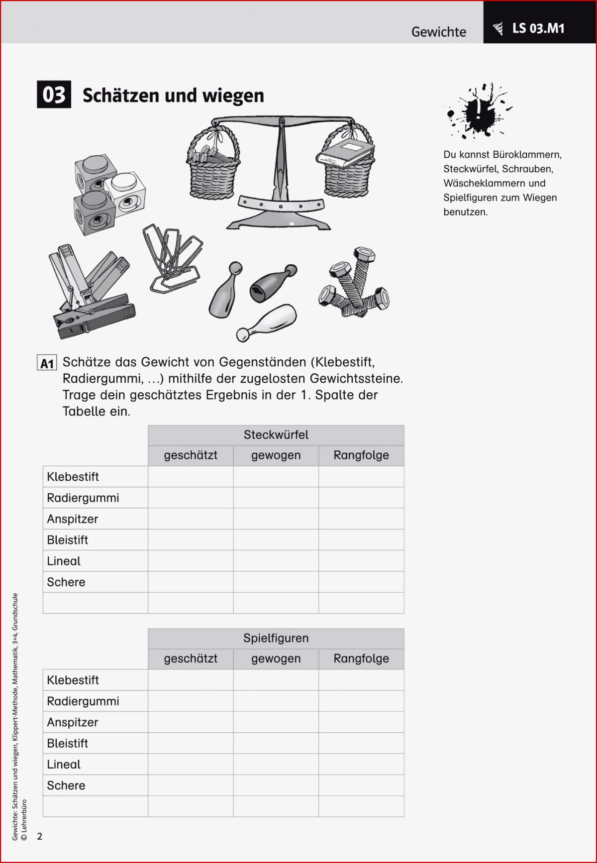 Mathe übungen 3.klasse Zum Ausdrucken Gewichte