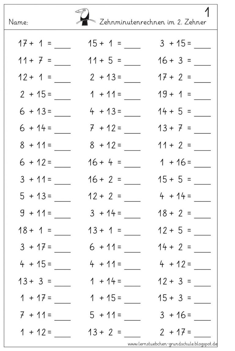 Matematik 1 Klasse übungen Bis 30 Zum Ausdrucken