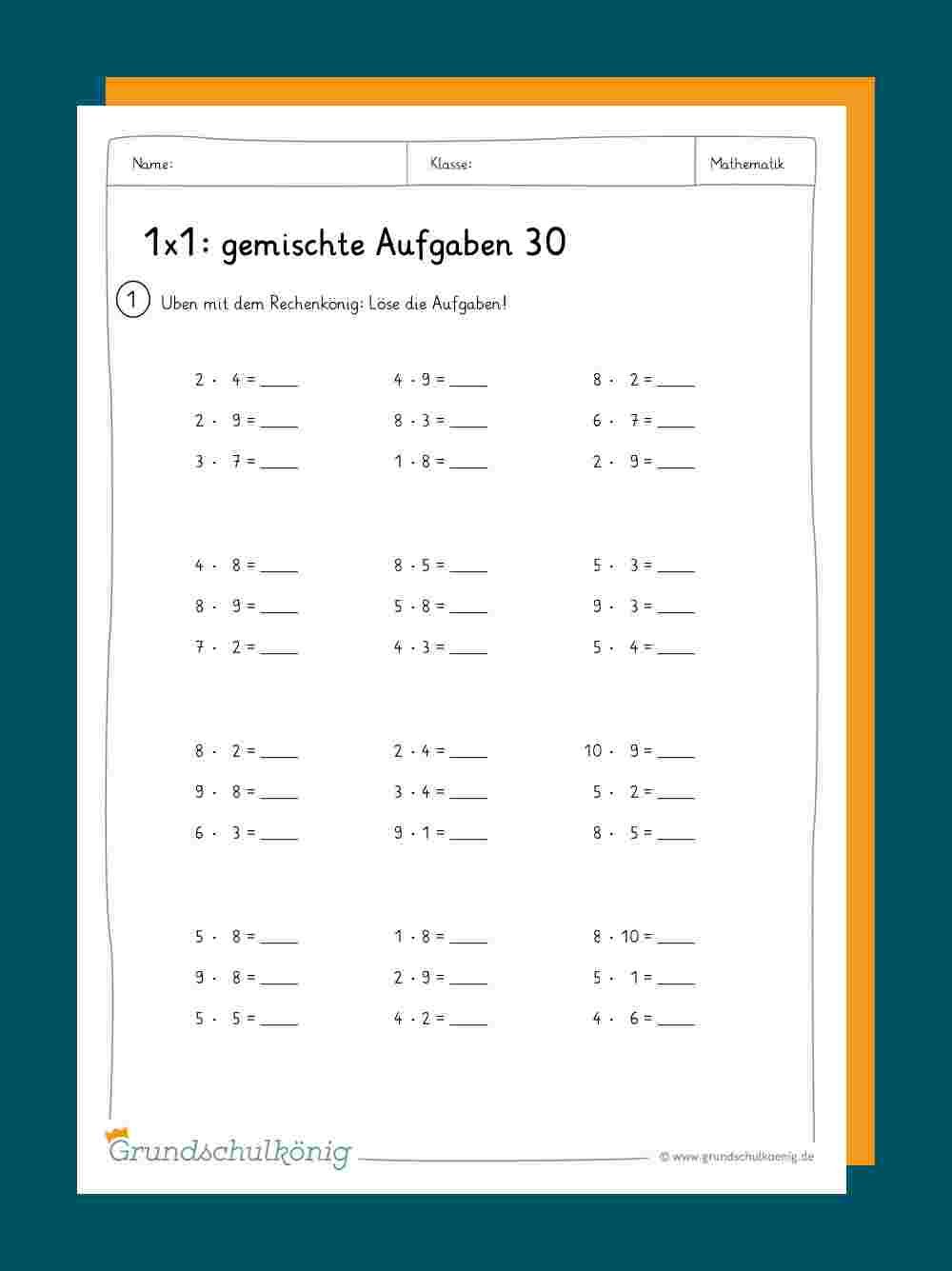 1x1 übungen Gemischt Zum Ausdrucken