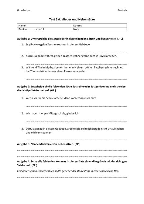 Adverbialsätze übungen Klasse 7 Zum Ausdrucken