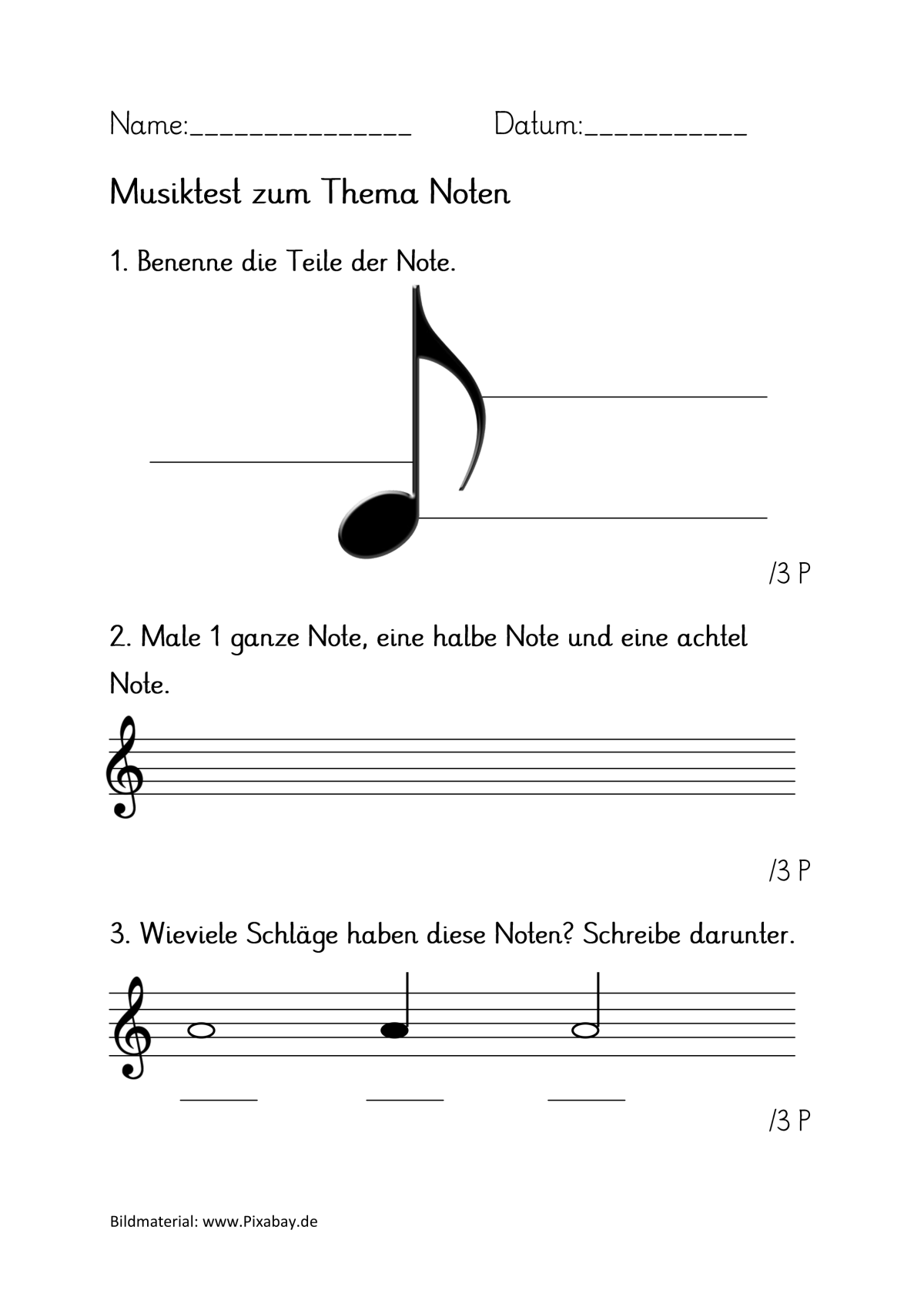 Noten übungen Zum Ausdrucken Bassschlüssel