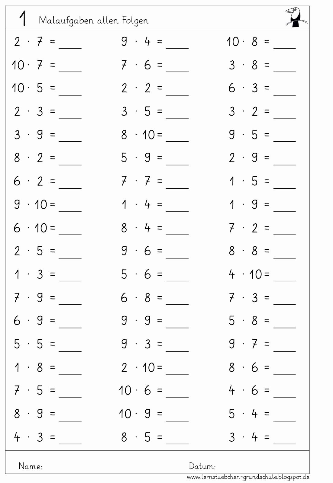 Mathe übungen 2 Klasse Zum Ausdrucken