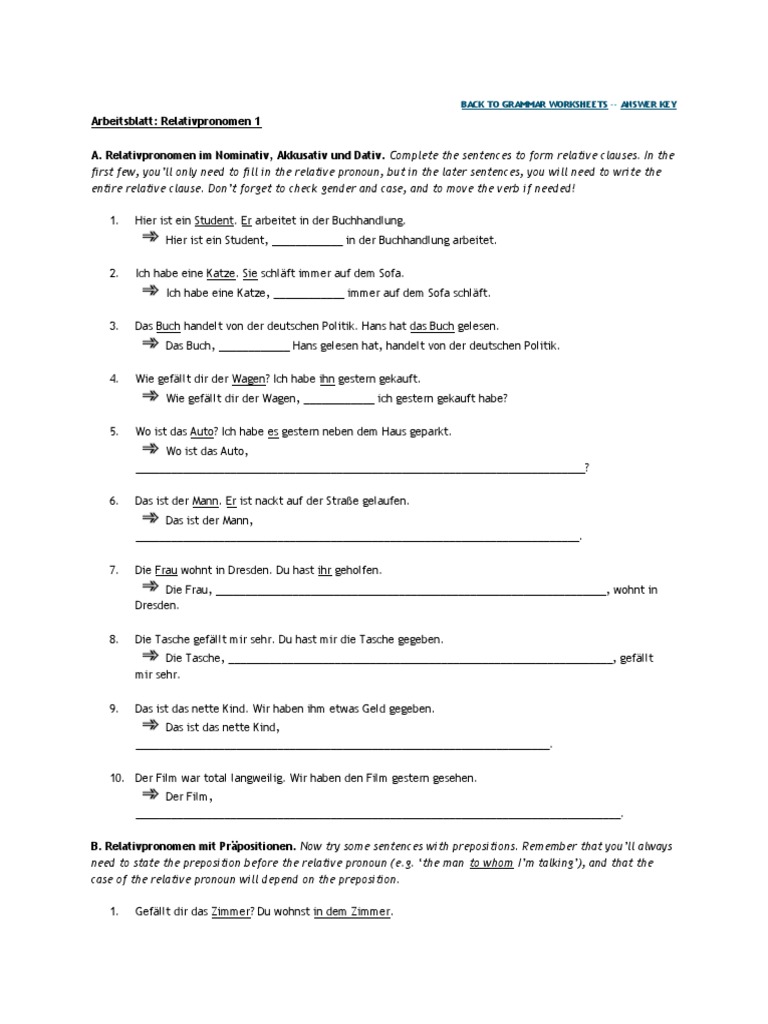 Relativpronomen Französisch übungen Ausdrucken