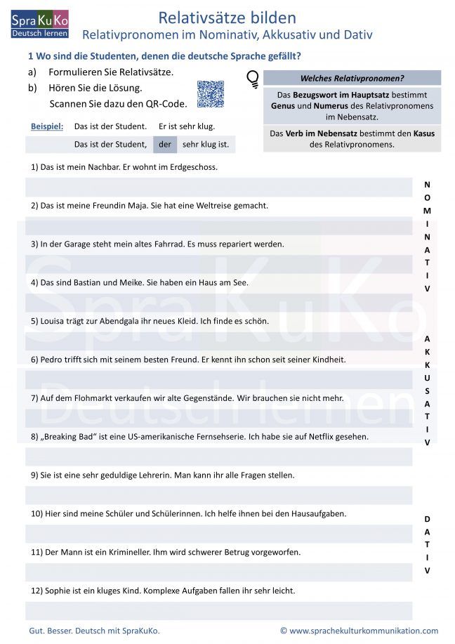 Relativpronomen Englisch übungen 7 Klasse Zum Ausdrucken